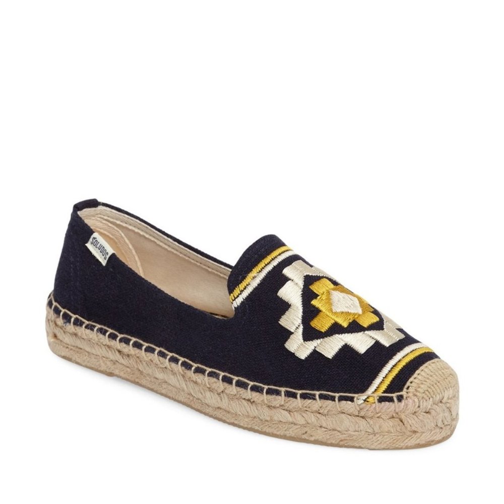 Soludos New Embroidered Platform Espadrilles SlipOn Flats Shoes Women's 9.5